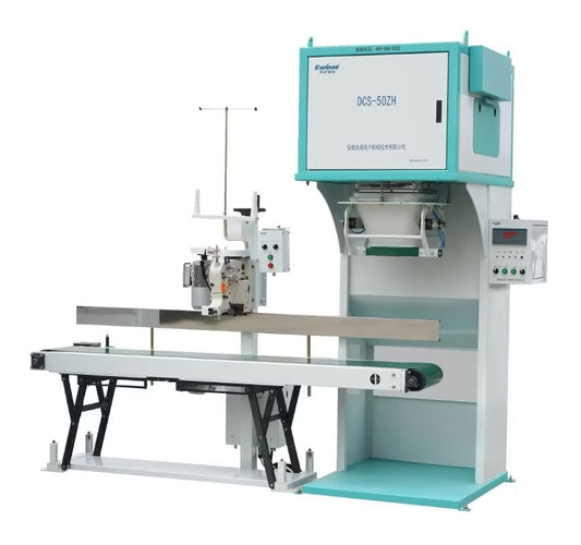 DCS-50ZH 25–50kg Maize & Flour Belt Bagging Machine with Scale and Sewing Line