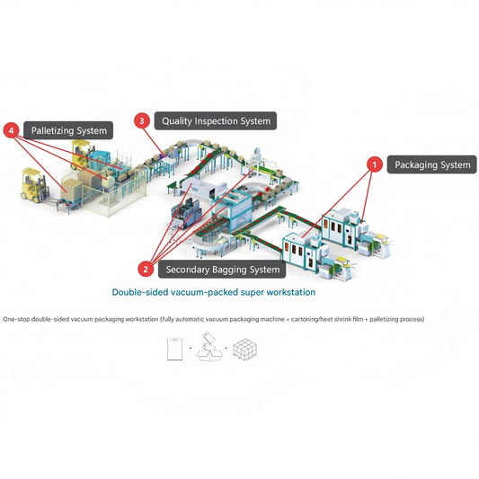 Ewinall One-Stop Fully Automated Two-side Vacuum Packaging Production Line for Rice & Grains | Complete Packaging Solution